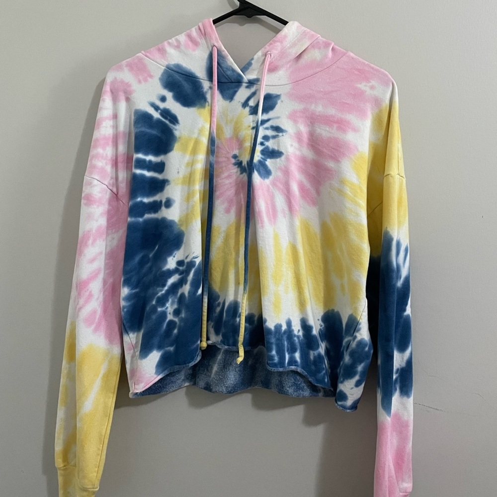 Self Esteem Tie-Dye Hooded Pullover Sweatshirt - Pink, Yellow & Navy